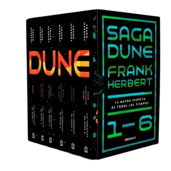 Adquiere la colección saga de Dune completa de Frank Herbert. Guía de orden de lectura, sinopsis de los 6 libros y ediciones especiales de la mejor ciencia ficción épica.
